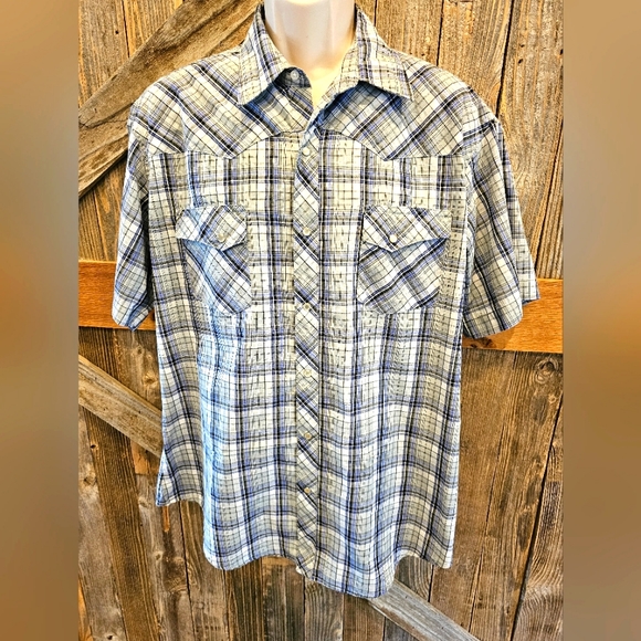 Wrangler | Shirts | Wrangler Wrancher Pearl Snap Short Sleeve Mens Xl ...